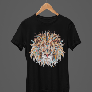 Lion Design Round Neck Daily Wear T-shirt