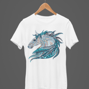 Horse Design Round Neck Daily Wear T-shirt