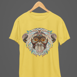 Monkey Design Round Neck Daily Wear T-shirt