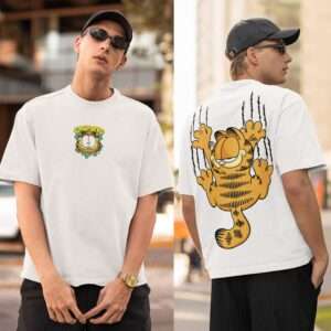 Garfield 250 GSM Bio-wash Cotton Oversize Round Neck Daily Wear T-shirt