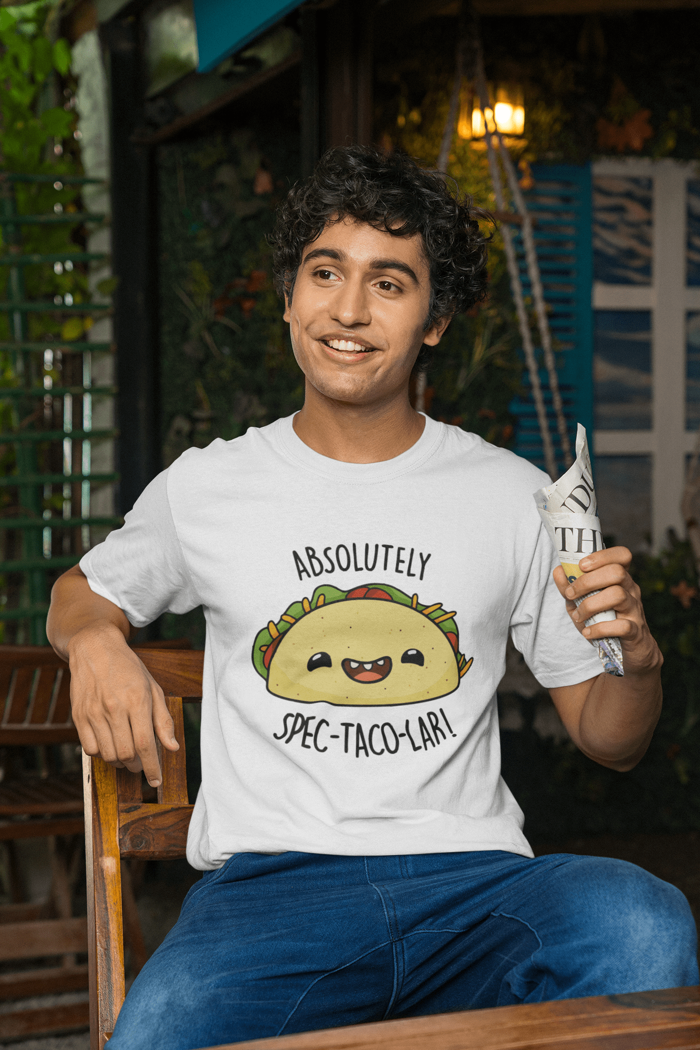 gildan-round-neck-tee-featuring-a-happy-man-with-an-indian-snack-m30304-min Pure Cotton Round Neck T-Shirt